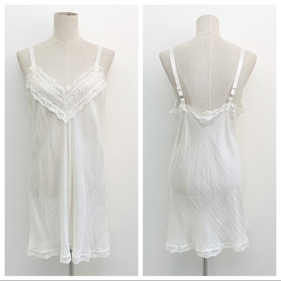 Vintage Other - Vintage 1960s Ecru Silk Lace Chemise Slip Dress